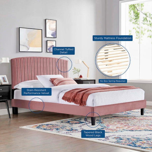 Alessi Performance Velvet Twin Platform Bed By Modway
