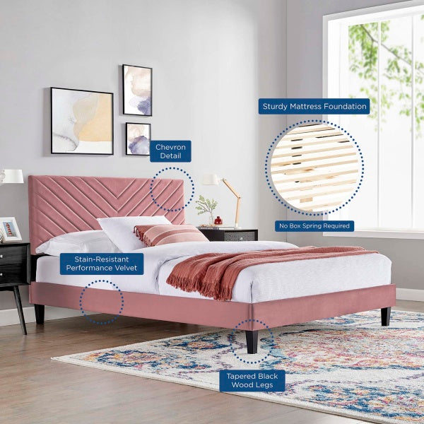 Roxanne Performance Velvet King Platform Bed By Modway