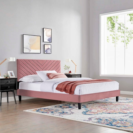Roxanne Performance Velvet King Platform Bed By Modway