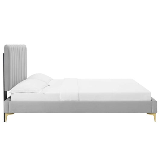 Reagan King Performance Velvet Platform Bed By Modway
