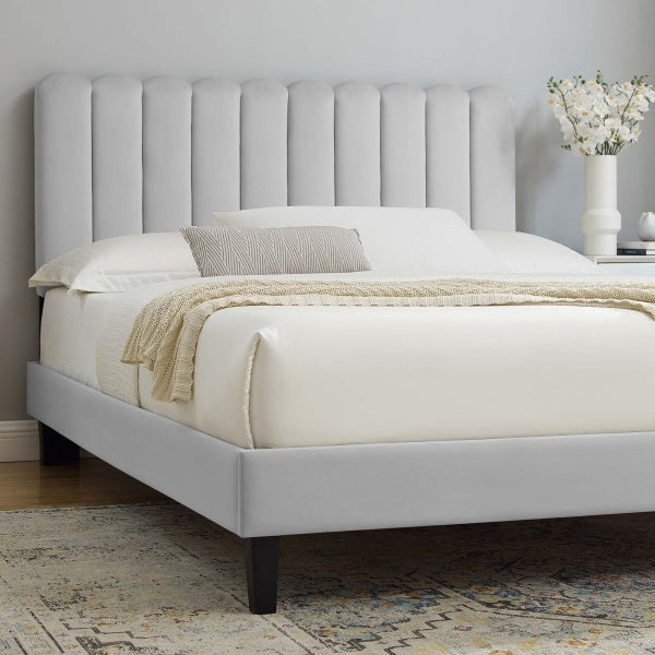 Reagan King Performance Velvet Platform Bed By Modway