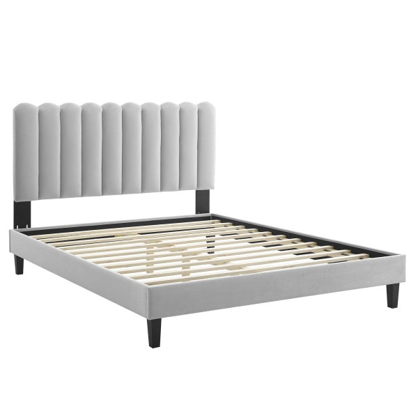 Reagan King Performance Velvet Platform Bed By Modway