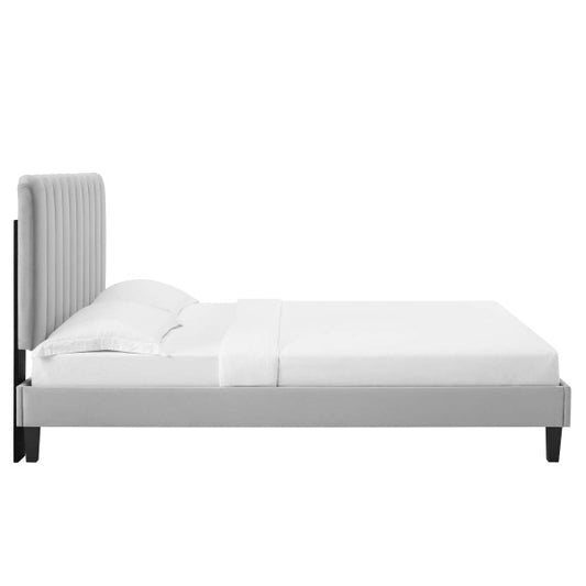 Reagan King Performance Velvet Platform Bed By Modway