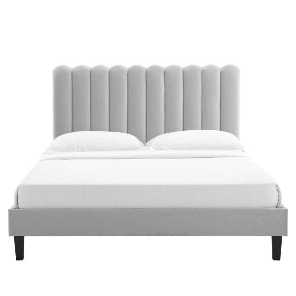 Reagan King Performance Velvet Platform Bed By Modway