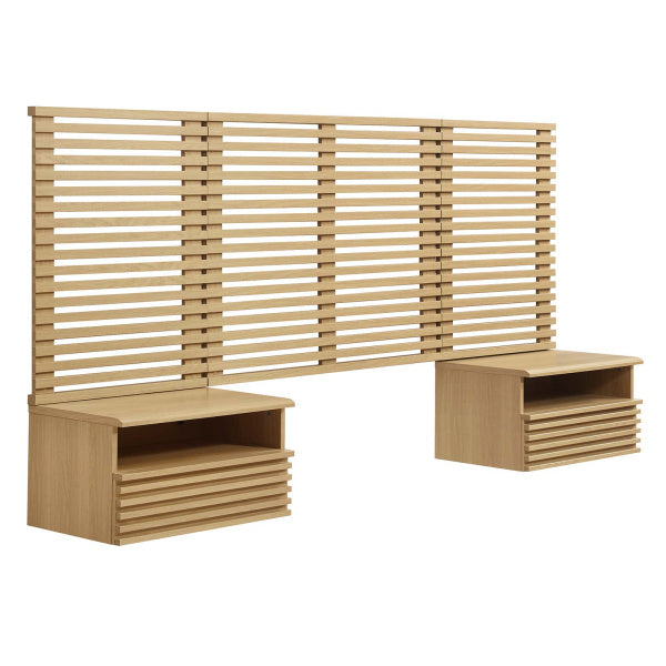 Render Wall Mount Twin Headboard and Modern Nightstands-Twin