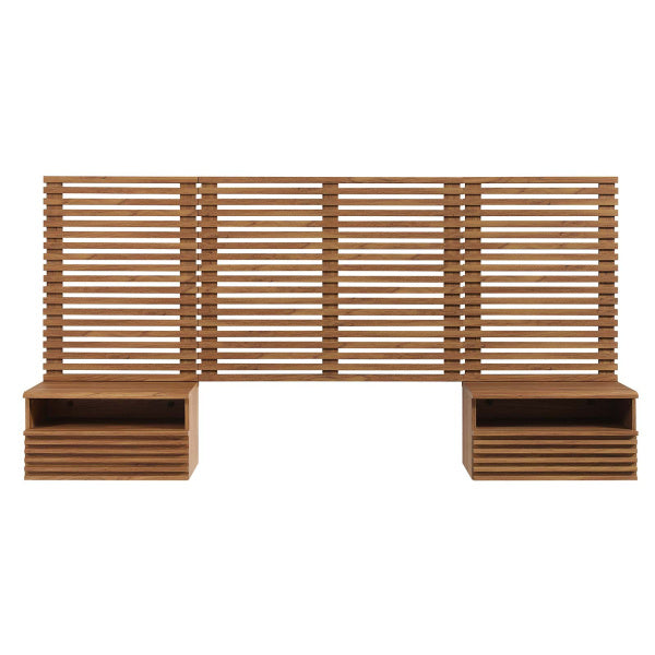 Render Wall Mount Twin Headboard and Modern Nightstands-Twin