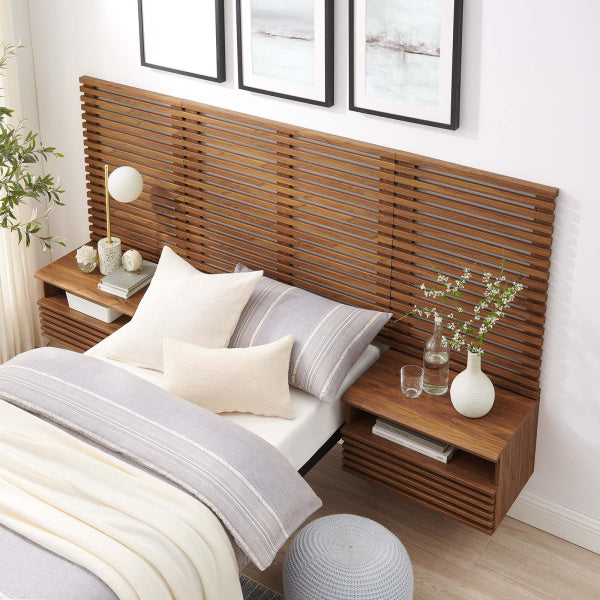 Render Wall Mount Twin Headboard and Modern Nightstands-Twin