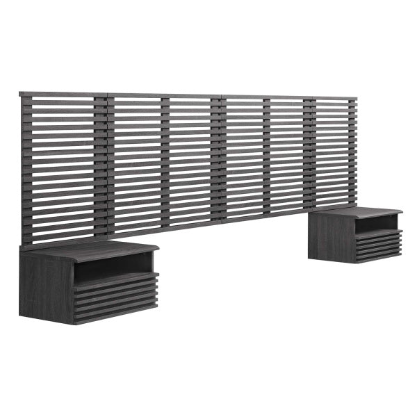 Render Wall Mount King Headboard and Modern Nightstands-King