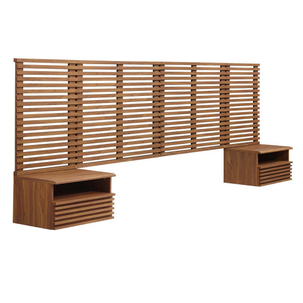 Render Wall Mount King Headboard and Modern Nightstands-King