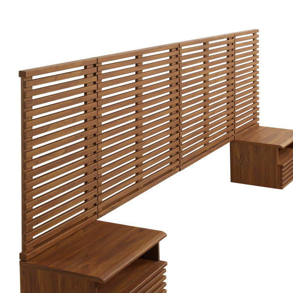 Render Wall Mount King Headboard and Modern Nightstands-King