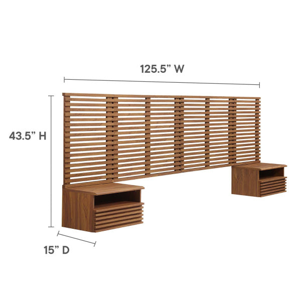 Render Wall Mount King Headboard and Modern Nightstands-King