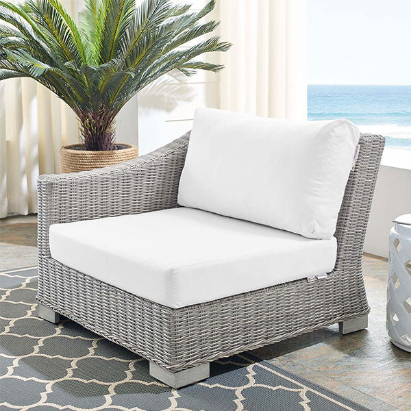 Conway Outdoor Patio Wicker Rattan LeftArm Chair Light Gray White by Modway