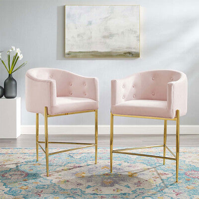 Savour Tufted Performance Velvet Counter Stool Set of 2 by Modway