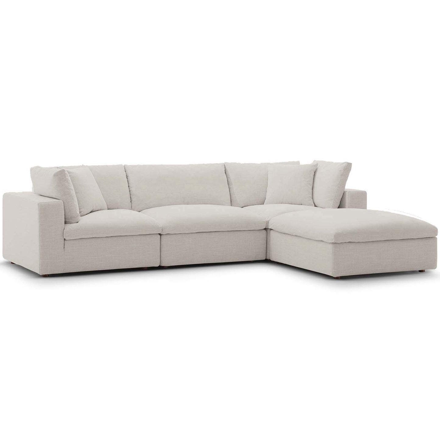 Commix Down Filled Overstuffed 4 Piece Sectional Sofa Set Azure | Polyester by Modway
