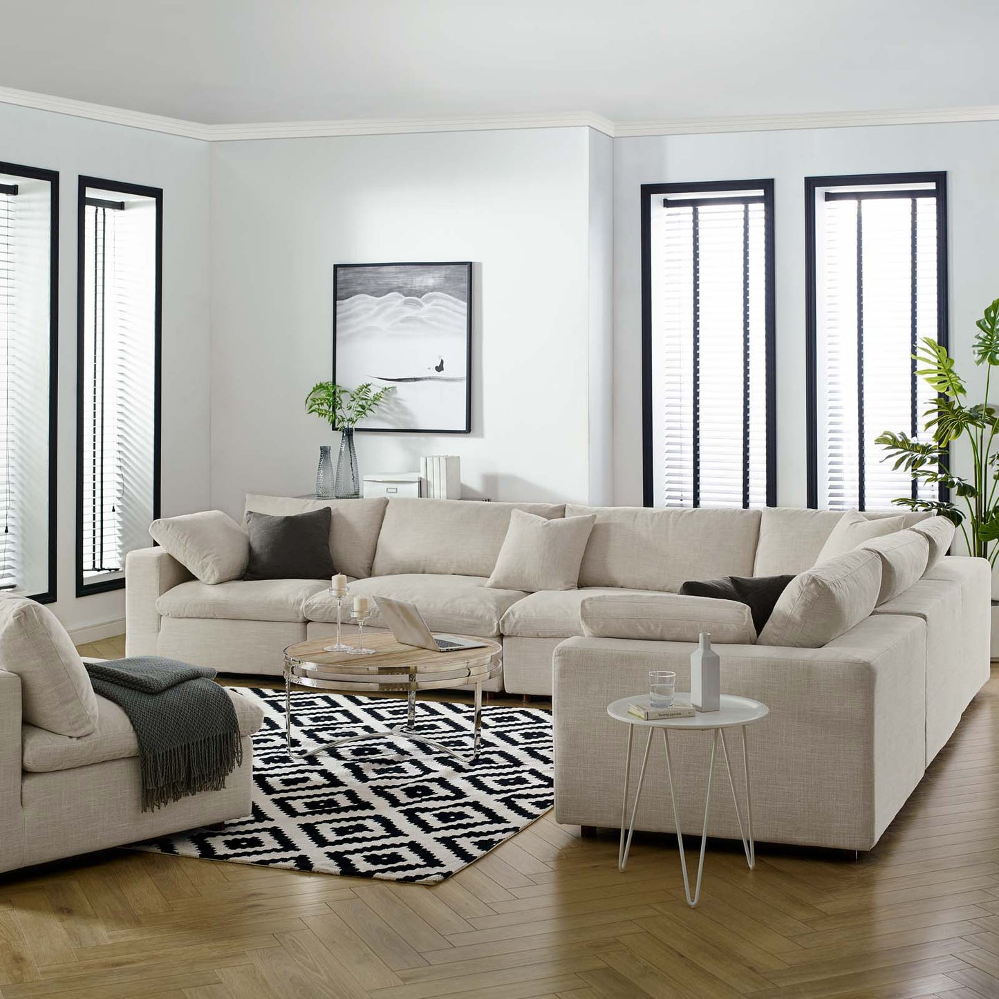 Commix Down Filled Overstuffed 6 Piece Sectional Sofa Set | Polyester by Modway