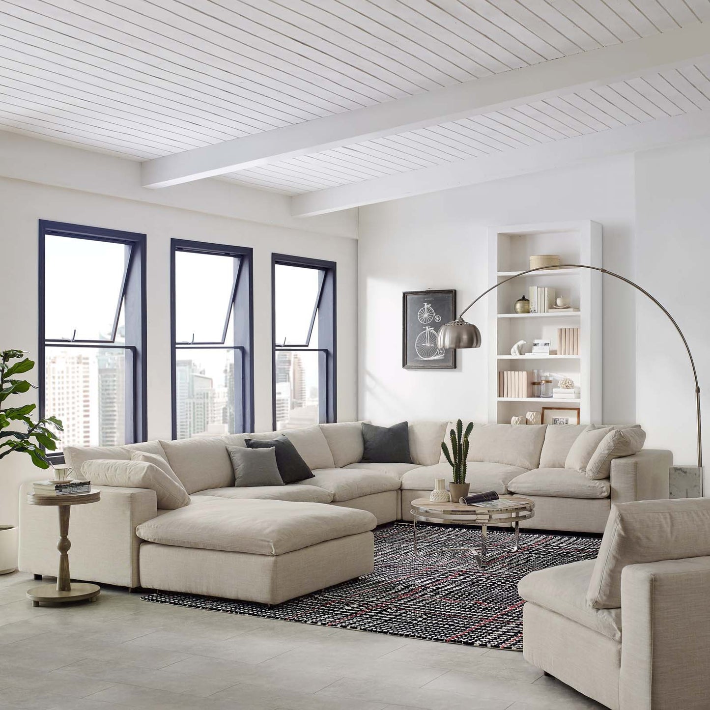 Commix Down Filled Overstuffed 7 Piece Sectional Sofa Set | Polyester by Modway