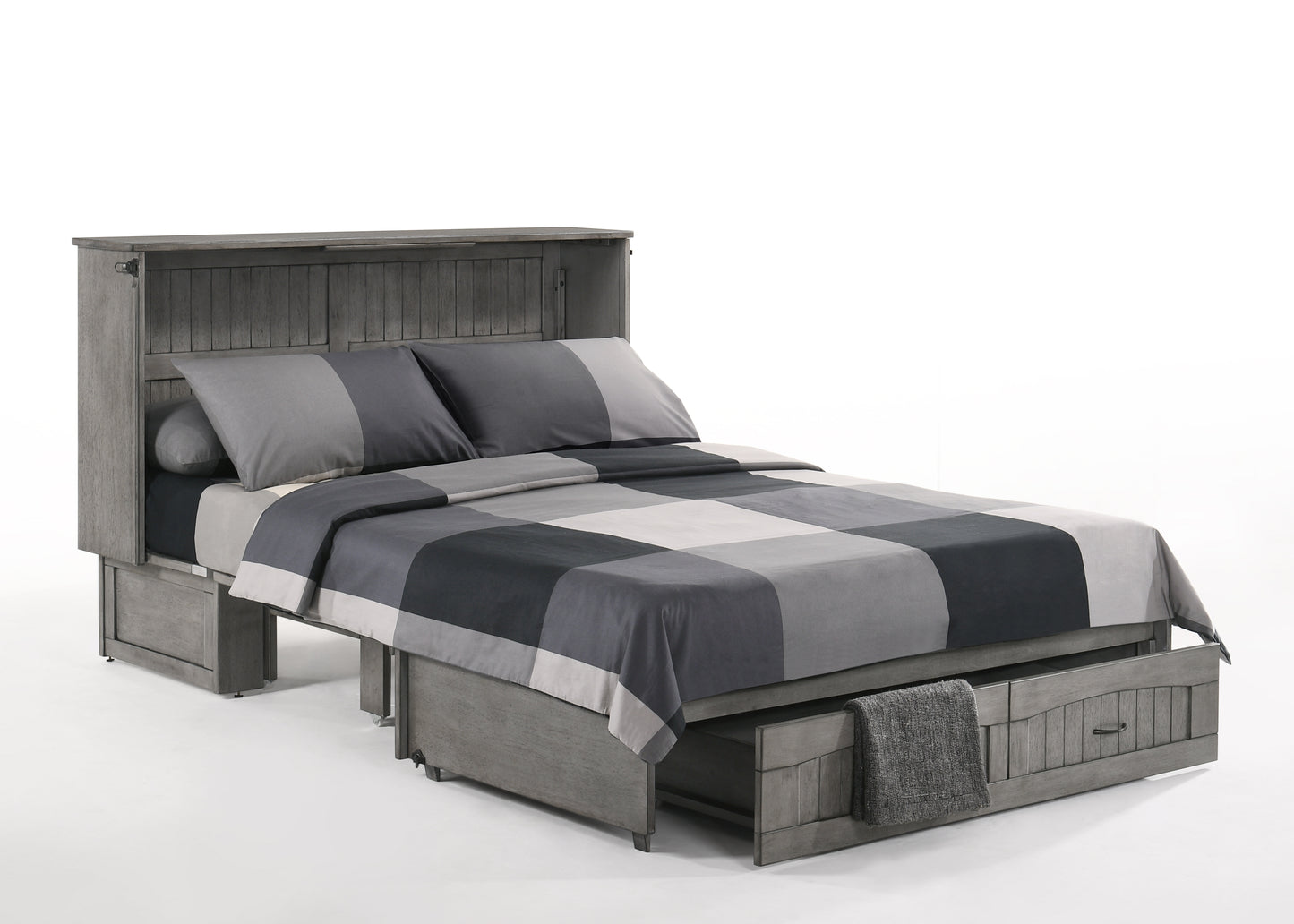 Night and Day Alpine Rustic Gray Queen Murphy Cabinet Bed In A Box