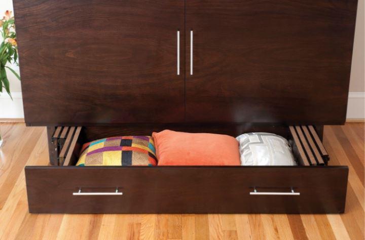 Arason Creden-ZzZ Traditional Coffee/Espresso Queen Murphy Cabinet Bed In A Box
