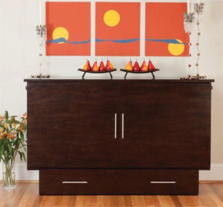 Arason Creden-ZzZ Traditional Coffee/Espresso Queen Murphy Cabinet Bed In A Box