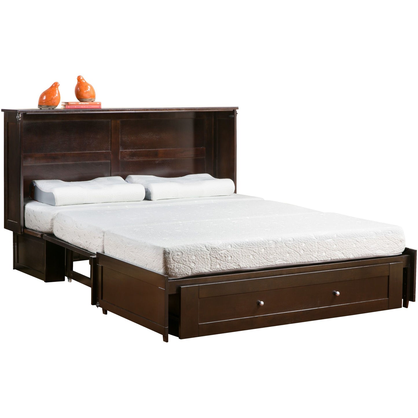 Night & Day Clover Dark Chocolate Queen Murphy Cabinet Bed In A Box