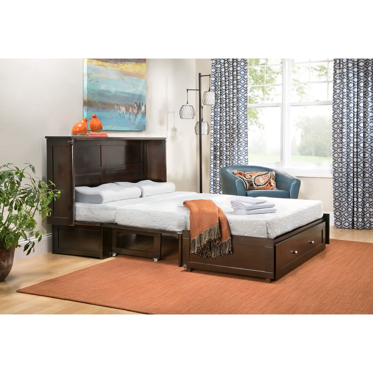Night & Day Clover Dark Chocolate Queen Murphy Cabinet Bed In A Box
