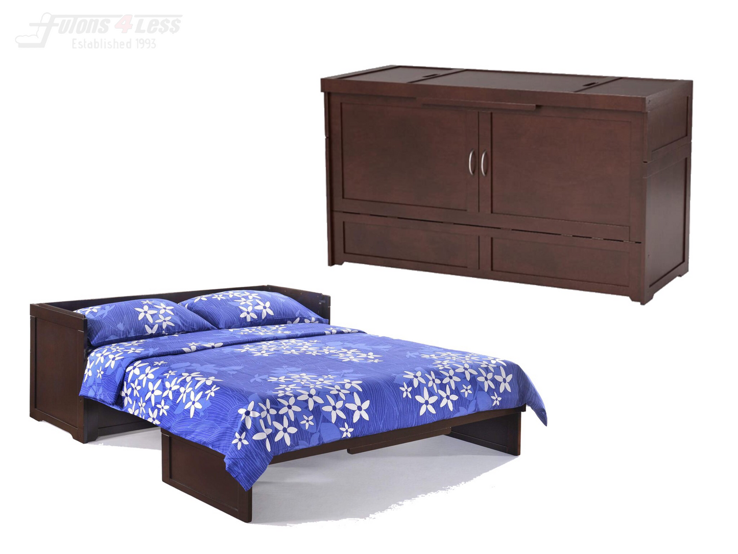 Night & Day Cube Dark Chocolate Queen Murphy Cabinet Bed In A Box