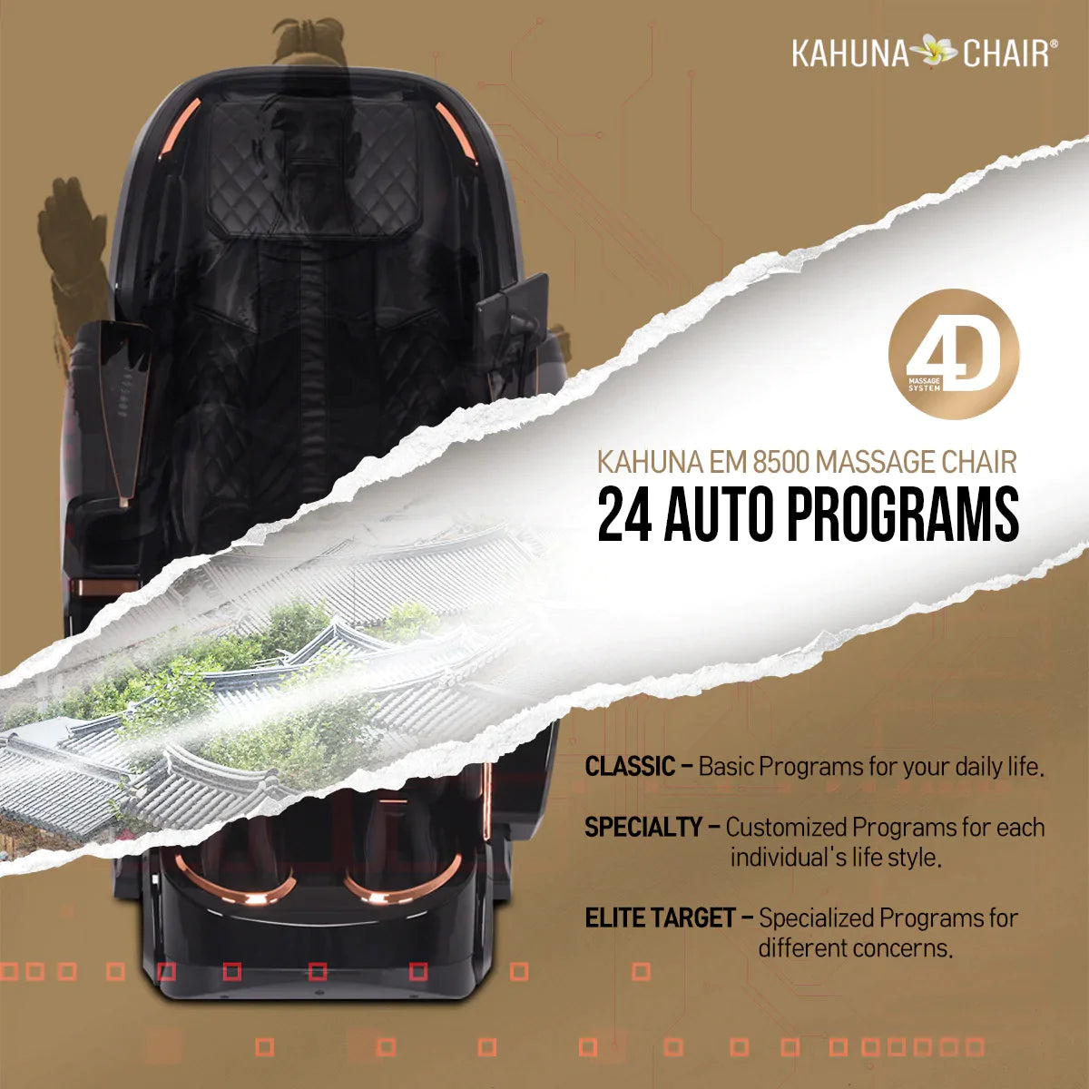 Kahuna Massage Chair Heated Full Body 4D EM-8500 Black