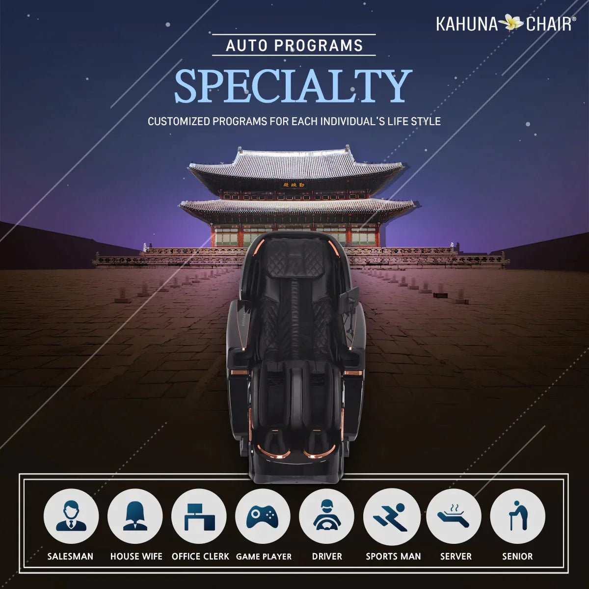 Kahuna Massage Chair Heated Full Body 4D EM-8500 Black