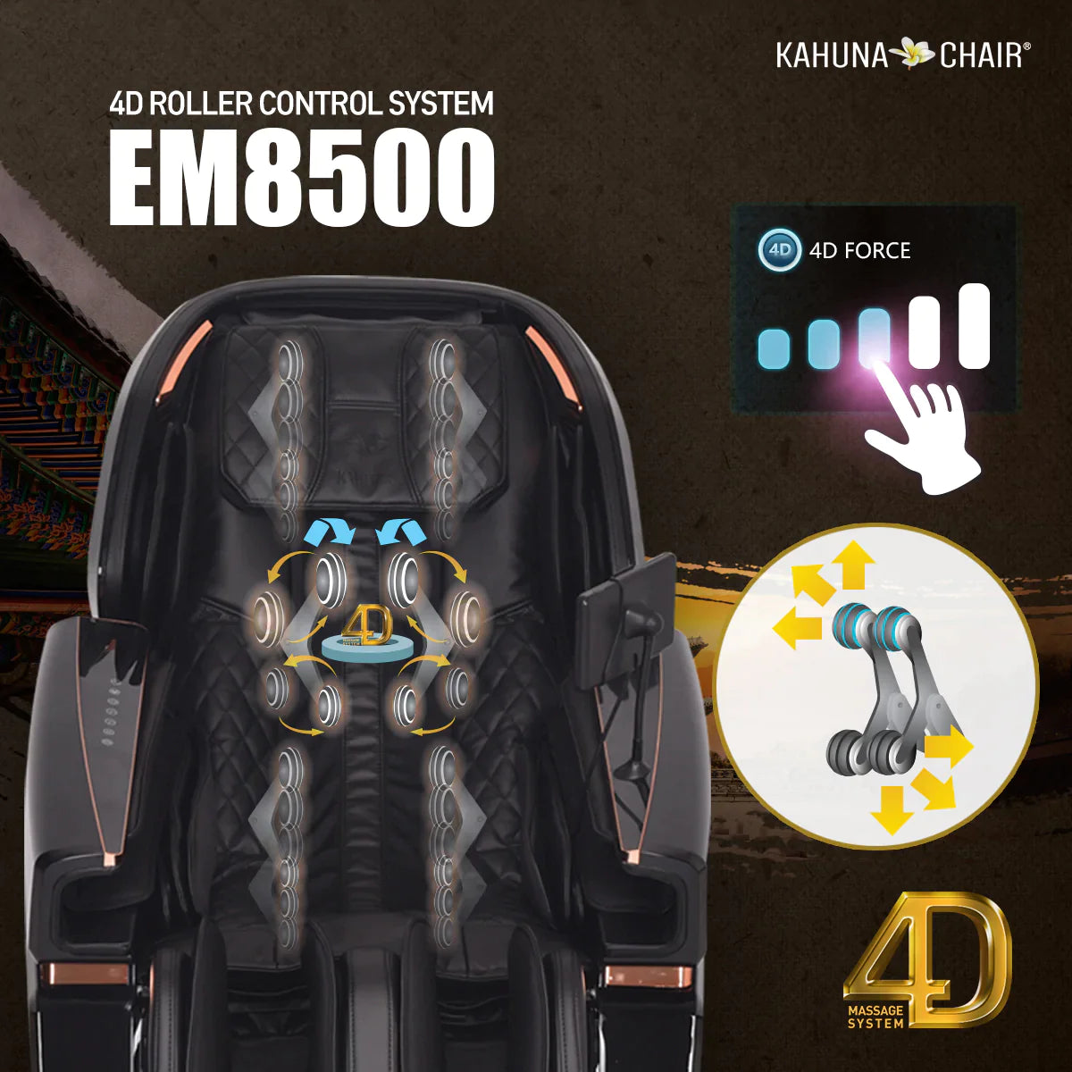Kahuna Massage Chair Heated Full Body 4D EM-8500 Brown