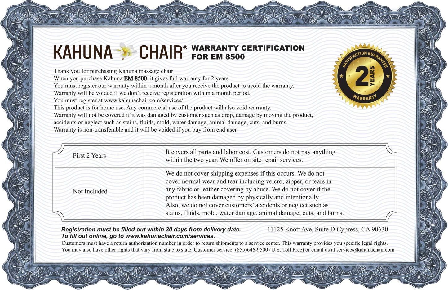 Kahuna Massage Chair Heated Full Body 4D EM-8500 Brown