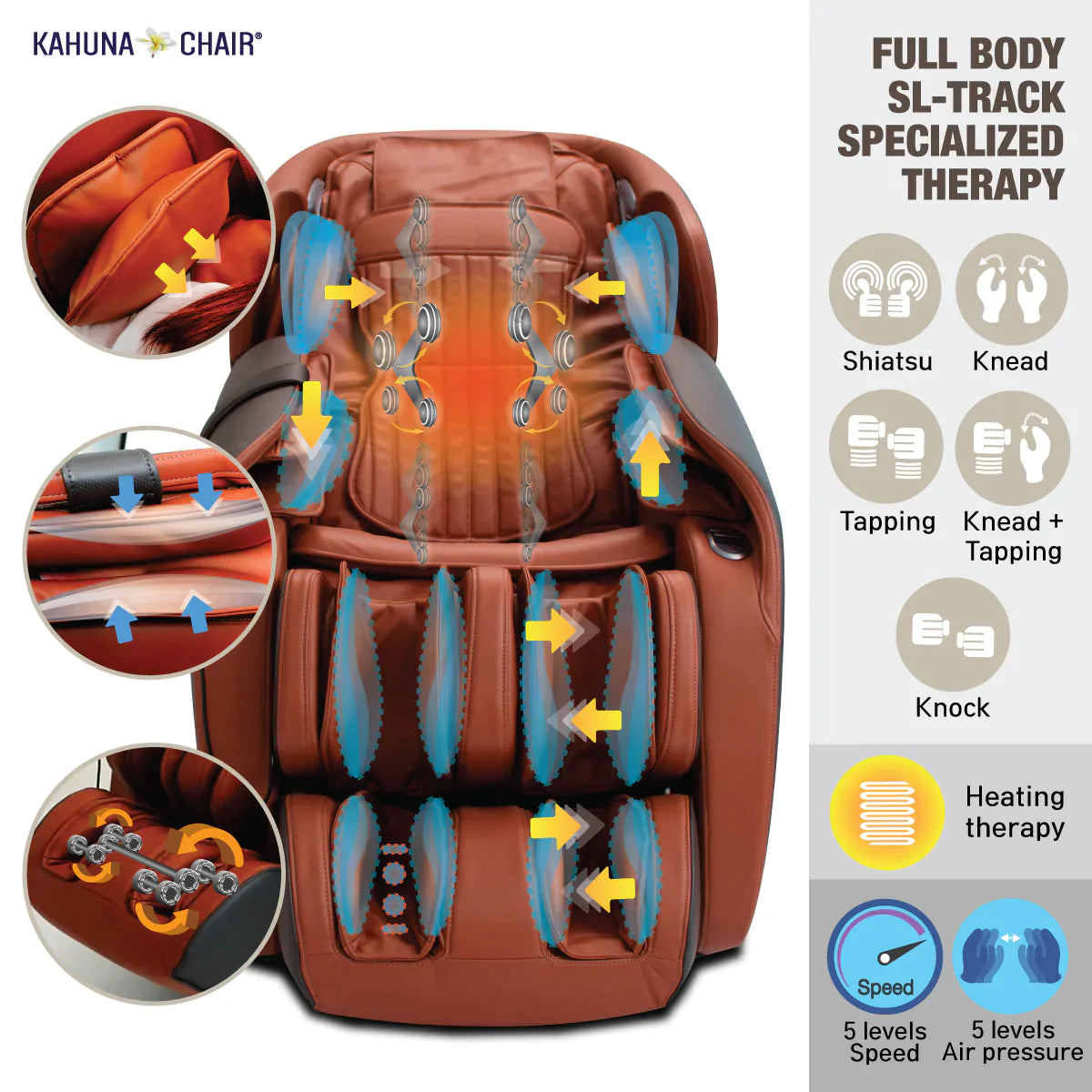 Kahuna Massage Chair Heated Full Body With Voice Recognition LM-7000 Brown