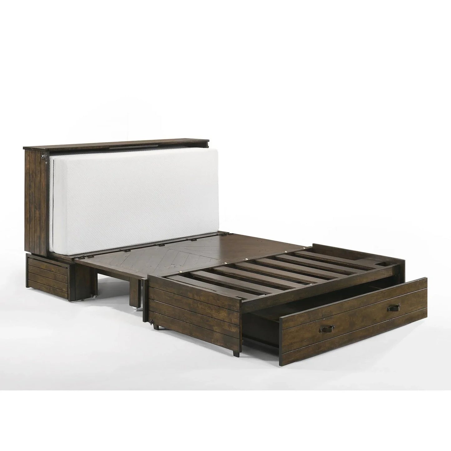 Night and Day Ranchero Antique White Murphy Cabinet Bed In A Box