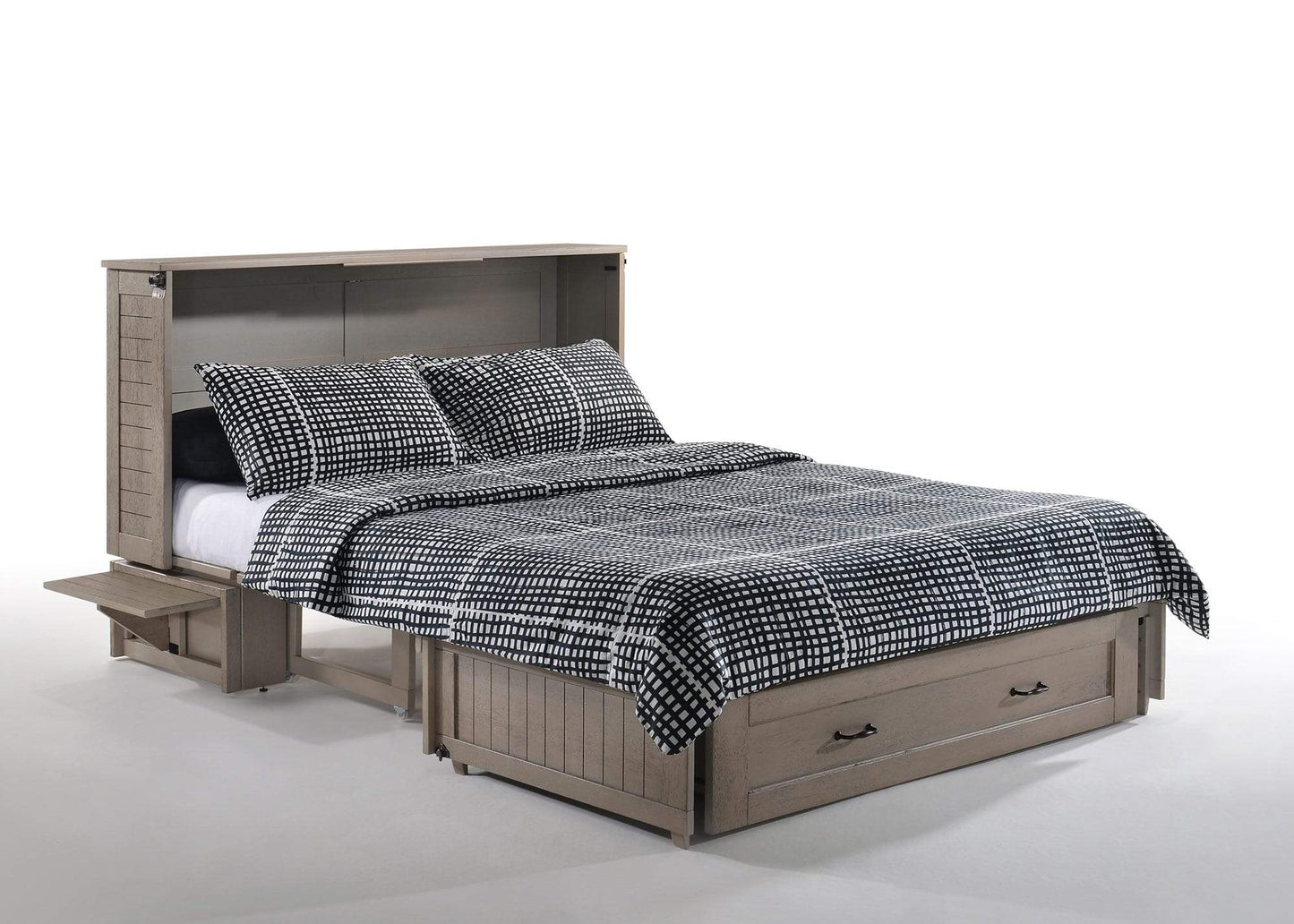 Poppy Brushed Driftwood Queen Murphy Cabinet Bed - Futons 4 Less