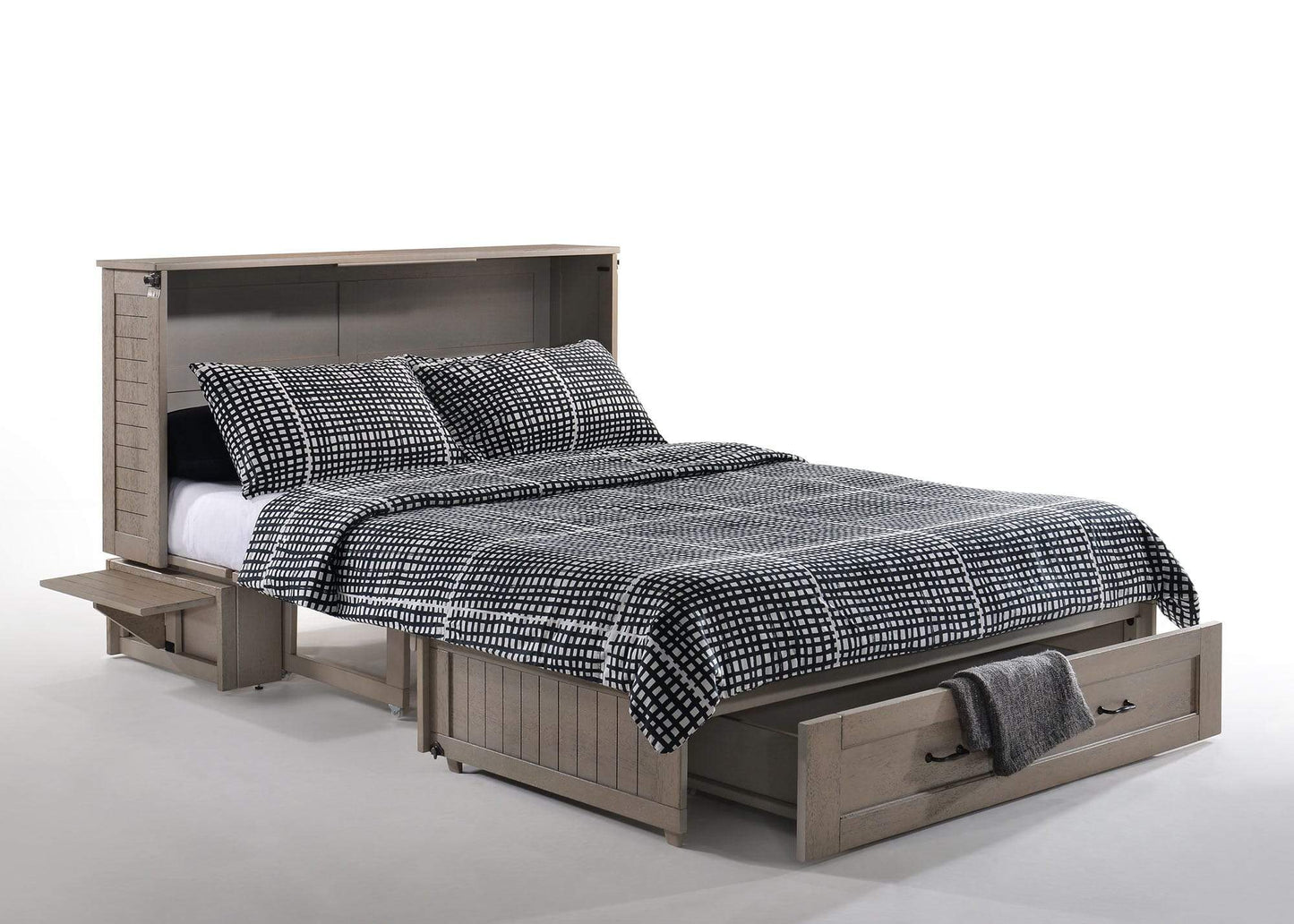 Poppy Brushed Driftwood Queen Murphy Cabinet Bed - Futons 4 Less