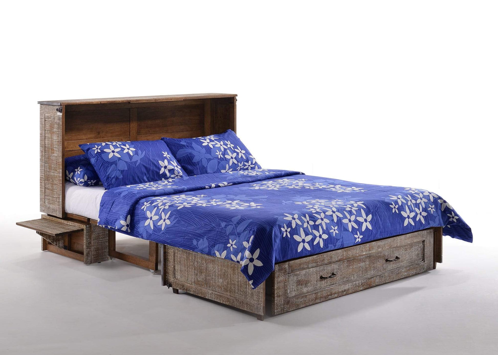 Poppy White Bark Queen Murphy Cabinet Bed - Futons 4 Less