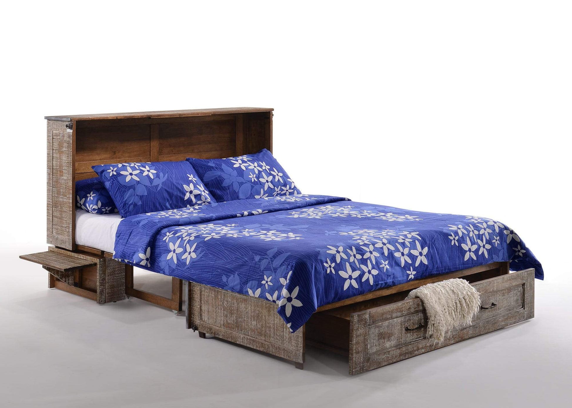 Poppy White Bark Queen Murphy Cabinet Bed - Futons 4 Less