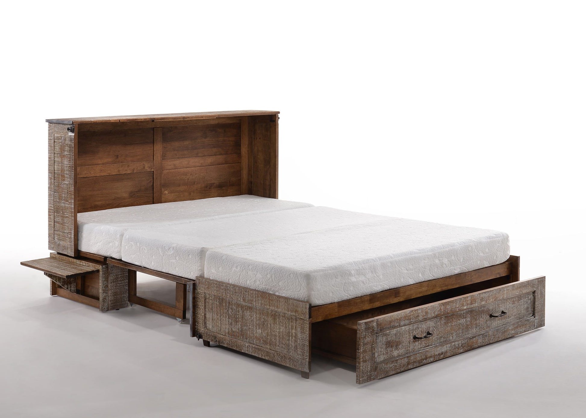 Poppy White Bark Queen Murphy Cabinet Bed - Futons 4 Less