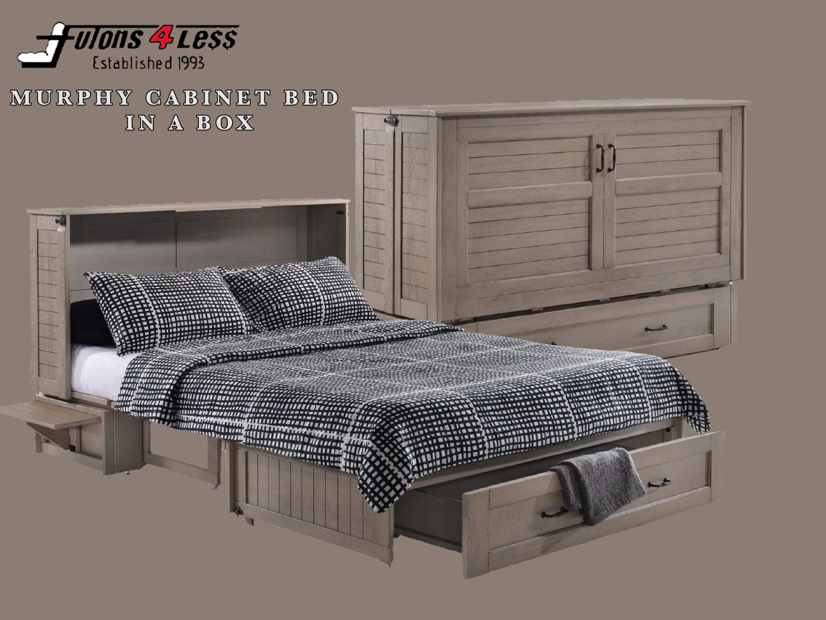 Night & Day Poppy Brushed Driftwood Queen Murphy Cabinet Bed In A Box