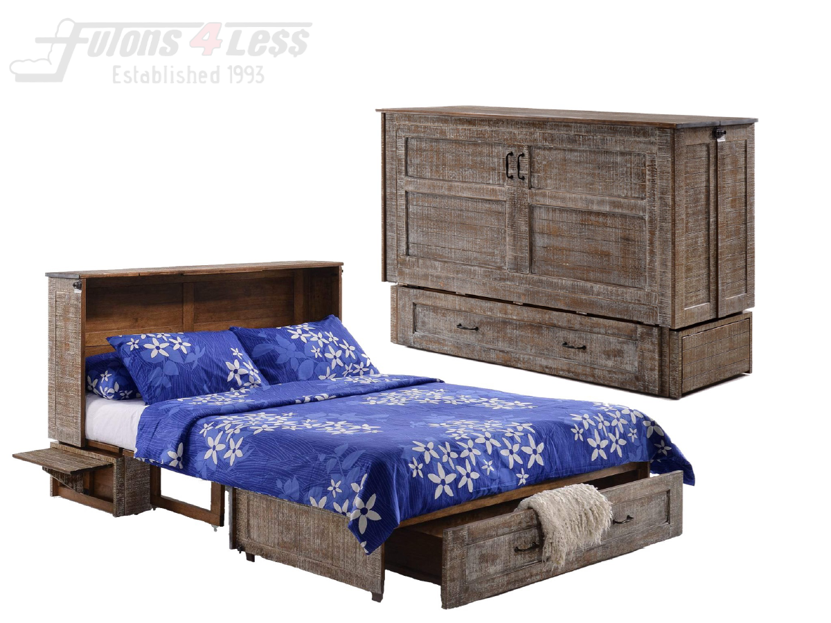 Night & Day Poppy White Bark Queen Murphy Cabinet Bed In A Box