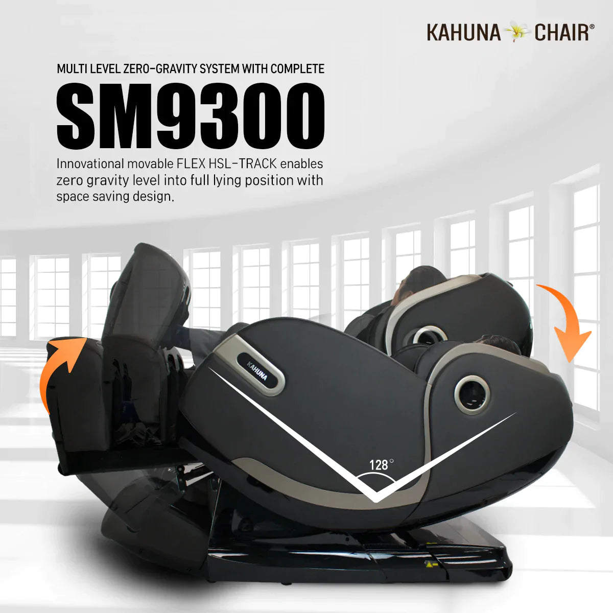 Kahuna Massage Chair 4D+@ Dual AIR Float Full Body Infrared Heating With Voice Recognition Flex HSL-Track SM-9300 Black