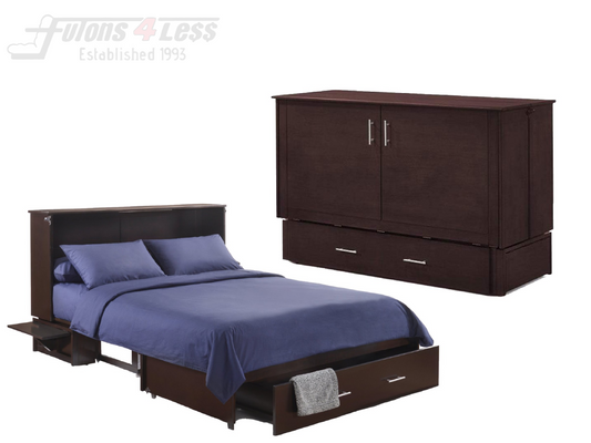 Night & Day Sagebrush Dark Chocolate Queen Murphy Cabinet Bed In A Box