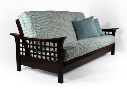 Trelli Black Walnut Queen Wall Hugger Futon Frame (KD) - Futons 4 Less