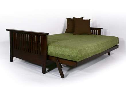 Denali Warm Cherry Full Wall Hugger Futon Frame (KD) - Futons 4 Less