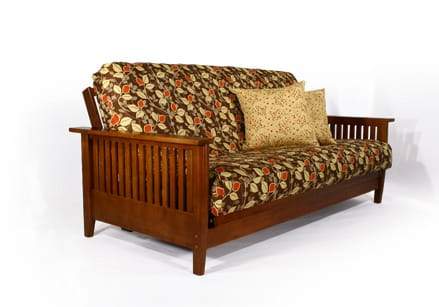 Denali Warm Cherry Full Wall Hugger Futon Frame (KD) - Futons 4 Less