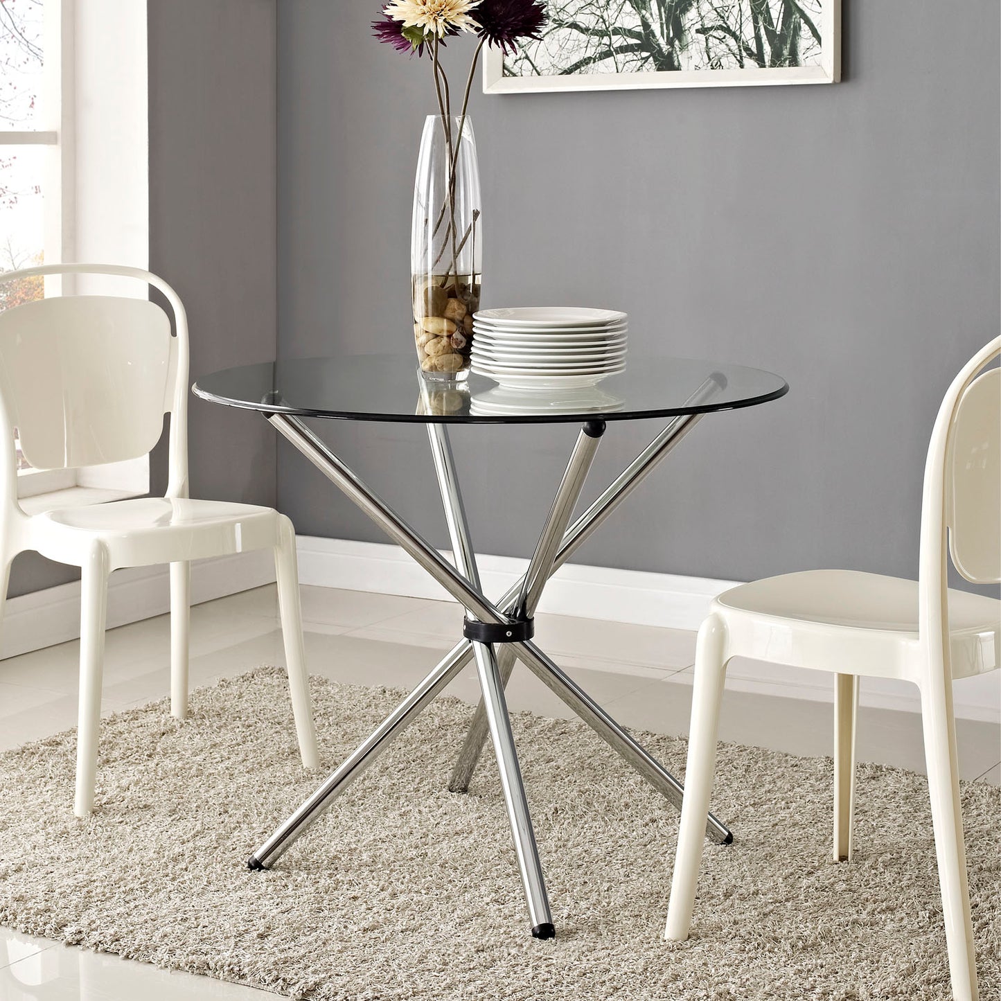 Baton Round Dining Table Clear by Modway