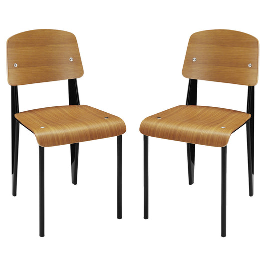 Cabin Dining Side Chair Set of 2 Walnut by Modway