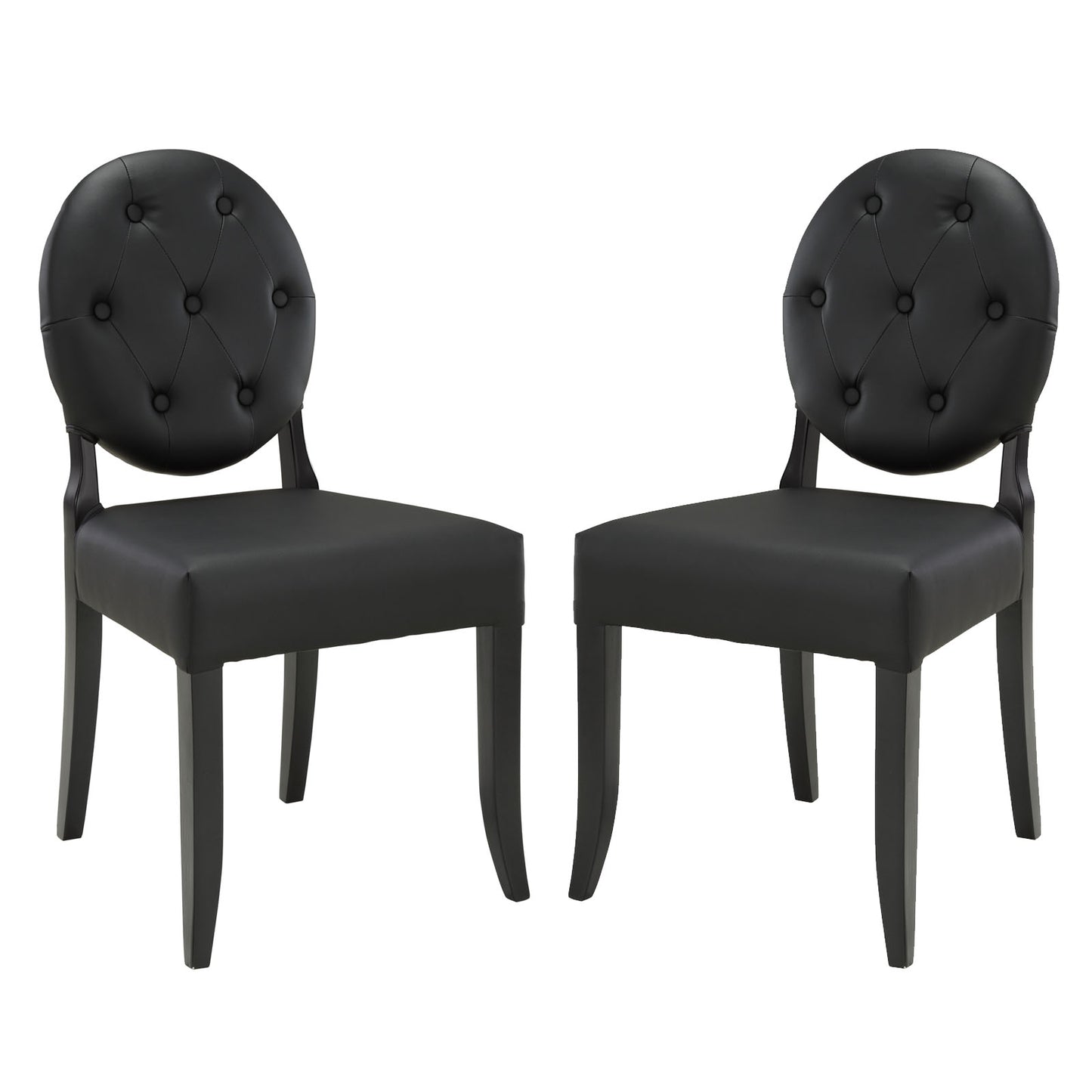 Button Dining Side Chair (Set of 2) Black by Modway