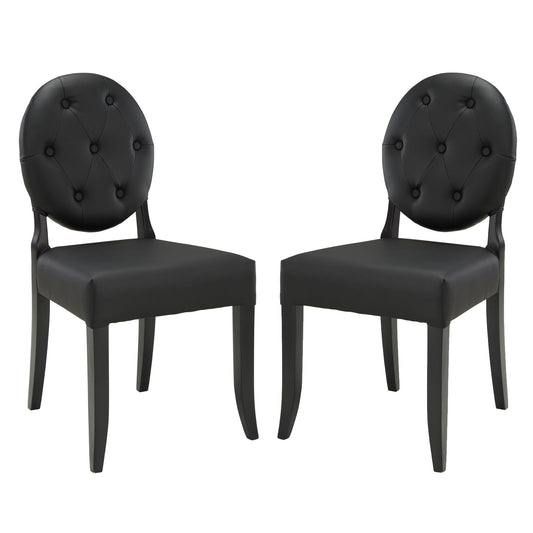 Button Dining Side Chair (Set of 2) Black by Modway