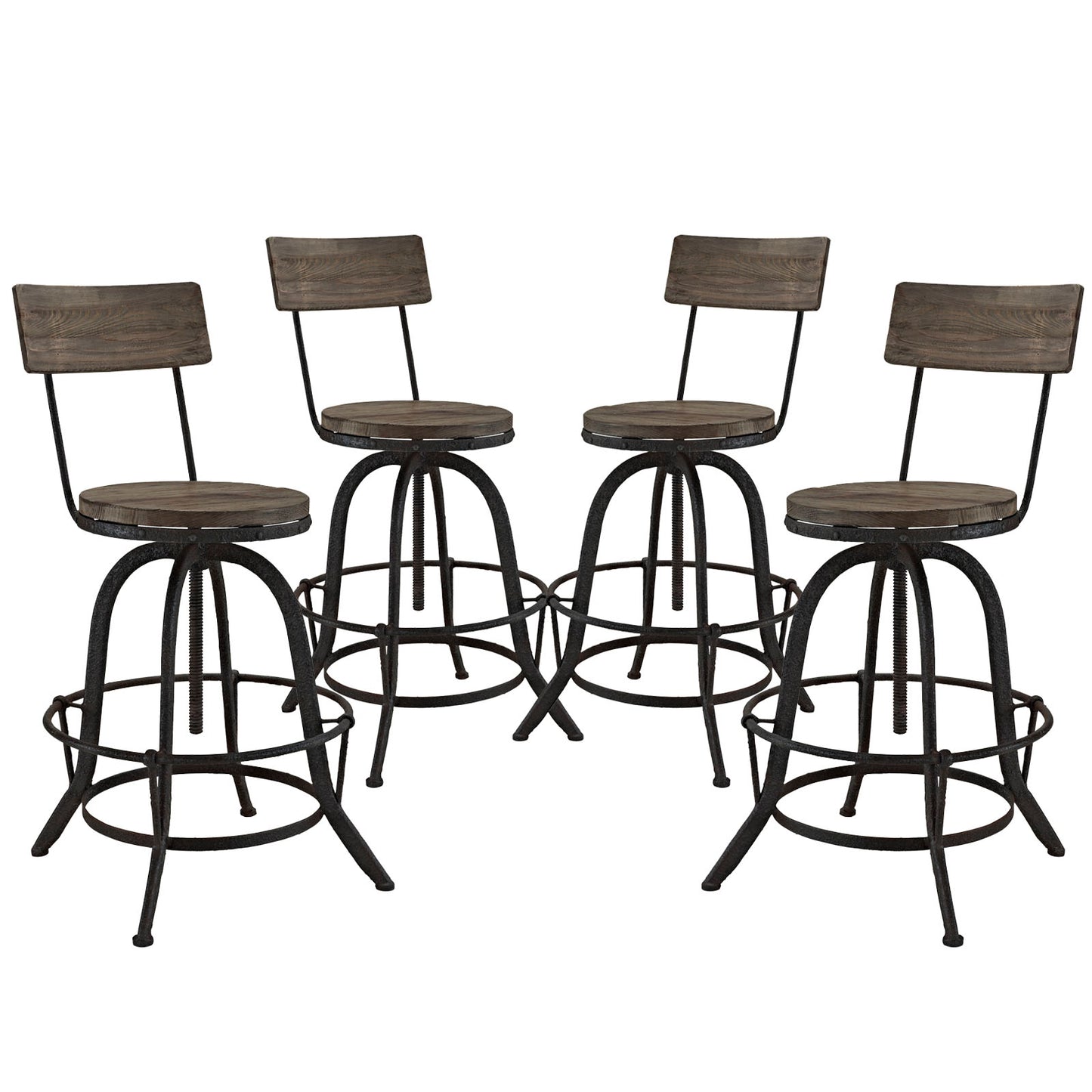 Procure Bar Stool Set of 4 Brown by Modway