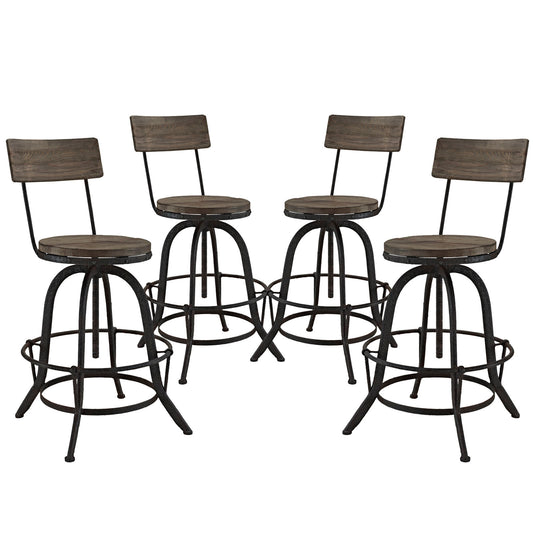 Procure Bar Stool Set of 4 Brown by Modway